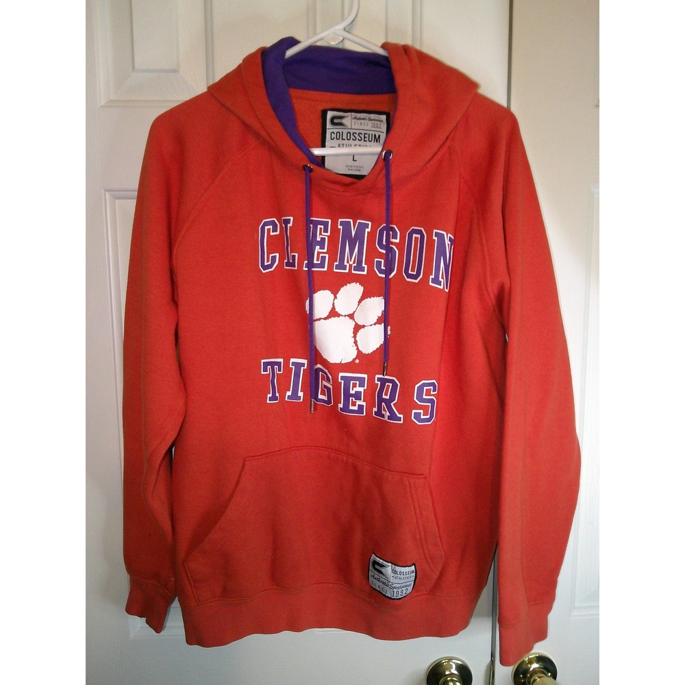 Colosseum Clemson Tigers Hoodie Pullover Orange Purple Mens Large‎